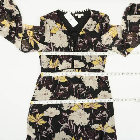 Ella Moss Black Floral Print Chiffon Dress S - Picture 6 of 8